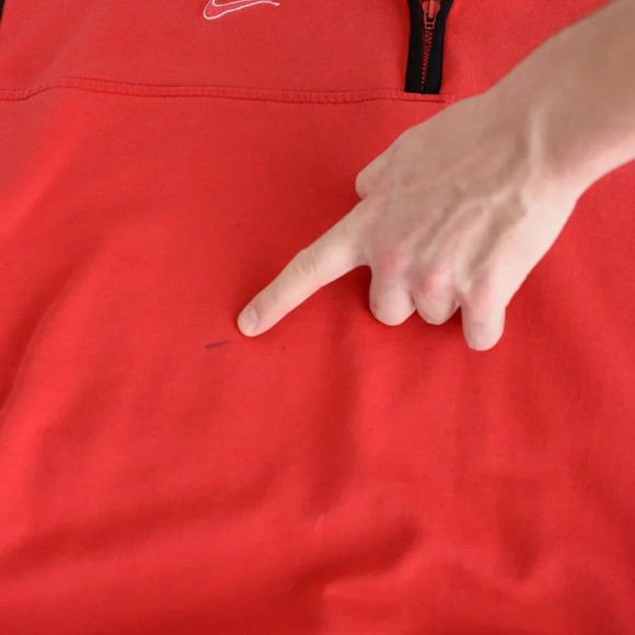 Vintage Nike Red Check Tag Red Quarter Zip made in U.S.A. "Polska" Logo Size XL - Picture 7 of 14